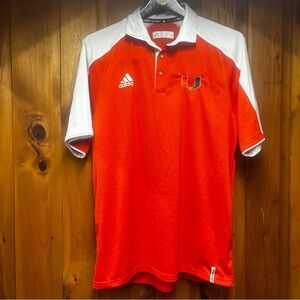 Miami Hurricanes Polo Shirt Golf Mens Large Team Issued NCAA Football Adidas
